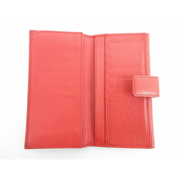 Gucci Double Hook Long Wallet Red Leather - Picture 9 of 13